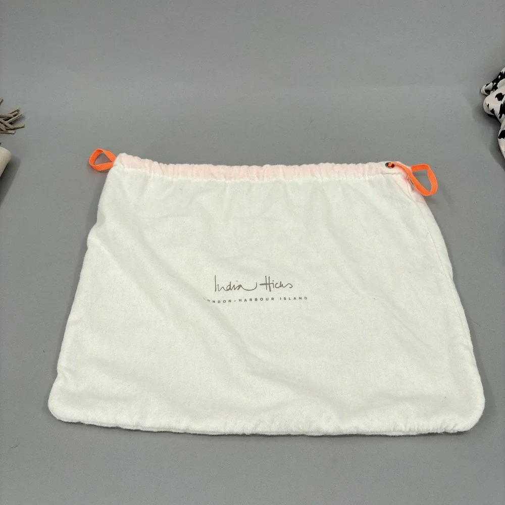 India Hicks Bag Womens Medium Beige Leather Tassel Foldover Clutch Crab Print